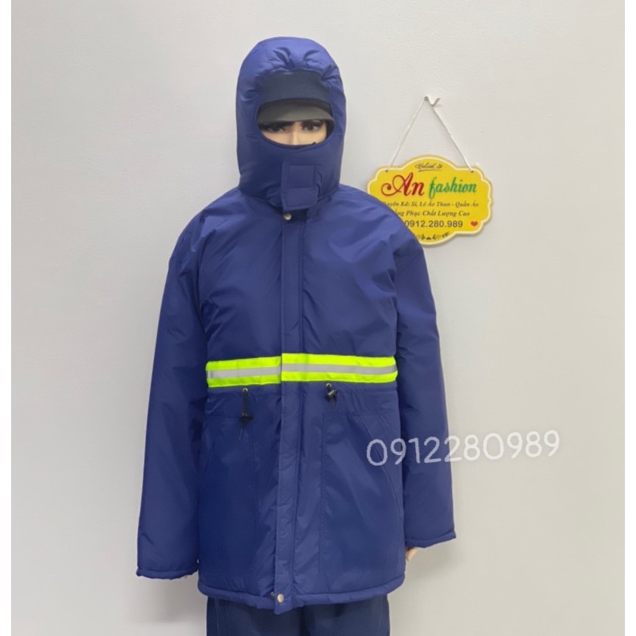 Đồ bảo hộ dùng trong kho đông lạnh -25 độ có gắn phản quang mặc siêu ấm_ Hình chụp thật