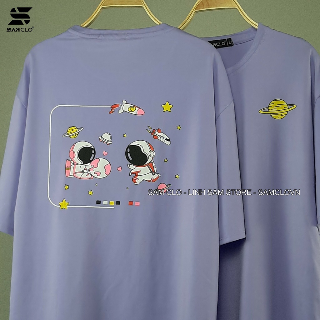 Áo thun tay lỡ nam nữ SAM CLO phông form rộng dáng Unisex, mặc lớp, nhóm, cặp in hình HÀNH TINH TÊN LỬA HAI PHG màu tím