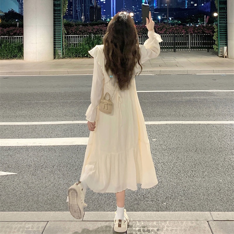 Đầm Dài Tay Phối Bèo Thời Trang Pháp Cao Cấp Cho Nữ