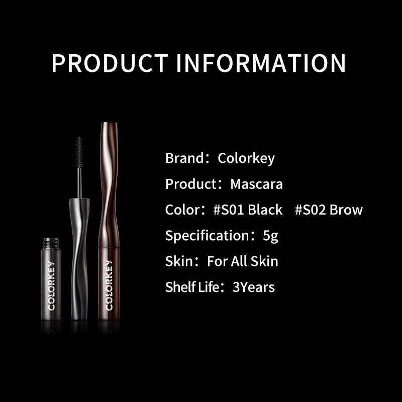 [Mã FMCGM50 - 8% đơn 250K] COLORKEY (Hàng Mới Về) Mascara Chuốt Mi Cong Không Thấm Nước Trang Điểm Chuyên Nghiệp