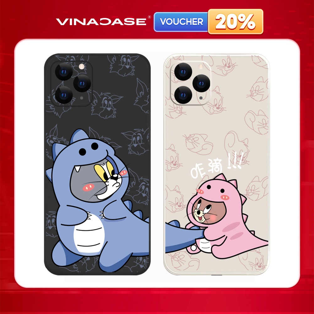 Ốp lưng Vina Case Iphone 6S/6 Plus/7G/8G/X/Xs/11/12/....dẻo cạnh vuông bảo vệ camera hình Mèo và Chuột