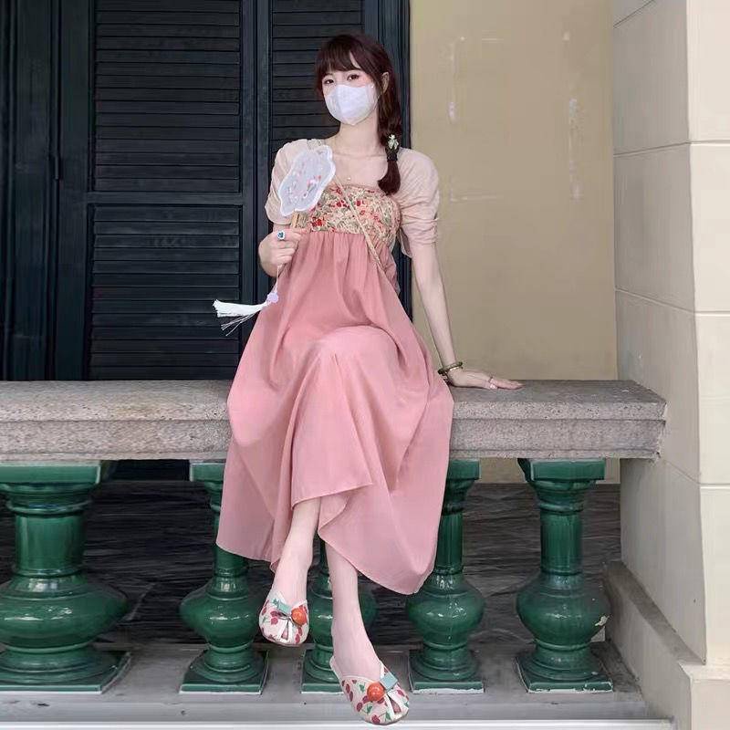 Đầm Hán Phục In Họa Tiết Phong Cách Retro Thanh Lịch Cho Nữ