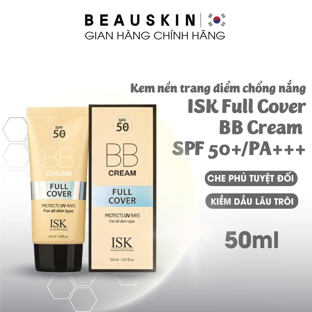 Bb cream ISK, kem lót nền trang điểm, chống nắng Spf 50 50ml