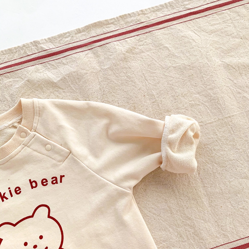 Dễ Thương Bộ Áo Liền Quần Tay Dài In Hình Gấu Hoạt Hình Cho Bé Trai / Gái Sơ Sinh