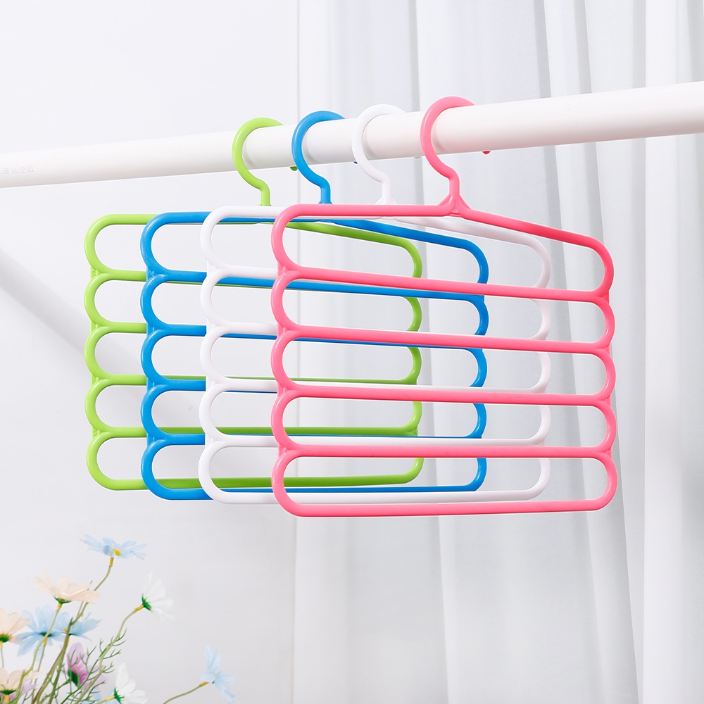 Móc Nhựa Treo Quần Áo 5 Tầng Nhiều Màu Sắc Đa Năng