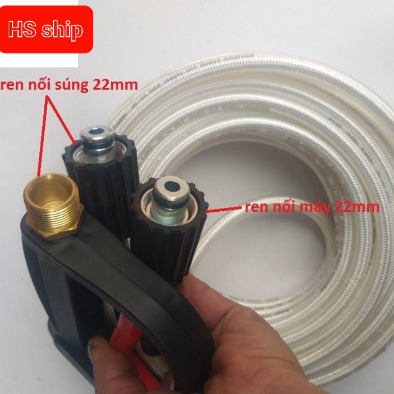 Dây rửa xe 10, 15, 20, 30m Kèm súng rửa xe áp lực cao ren 22mm
