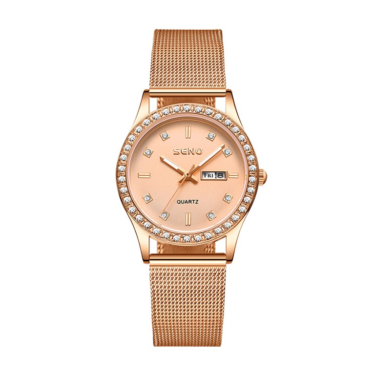 Đồng hồ nữ Seno, mặt tròn chống nước dây kim loại chống gỉ cao cấp DHN336 seno | BigBuy360 - bigbuy360.vn