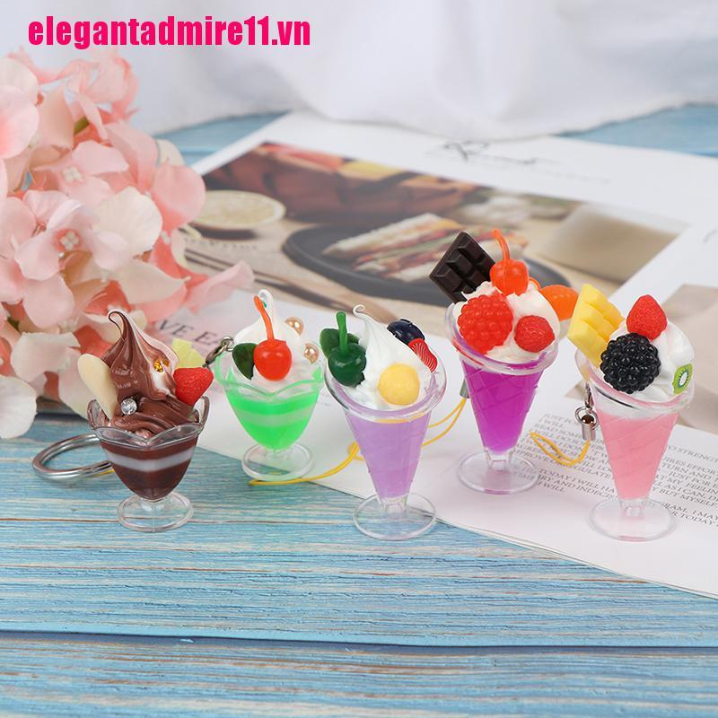 ELE Dollhouse Miniature Ice Cream Cup Model Pretend Play Mini Food Play House Toy