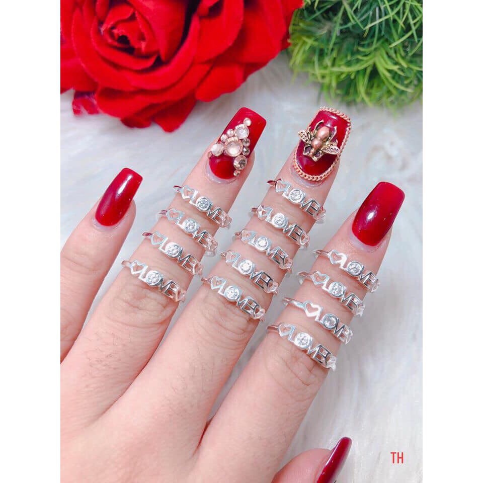 NHẪN NỮ BẠC TA MẶT CHỮ LOVE LINH MIU SILVER