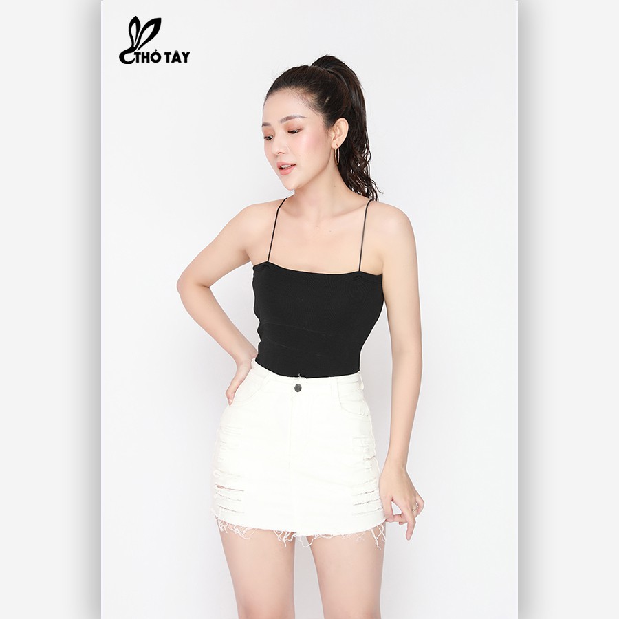 Áo hai dây croptop chất thun nhiều màu siêu xinh - THỎ TÂY