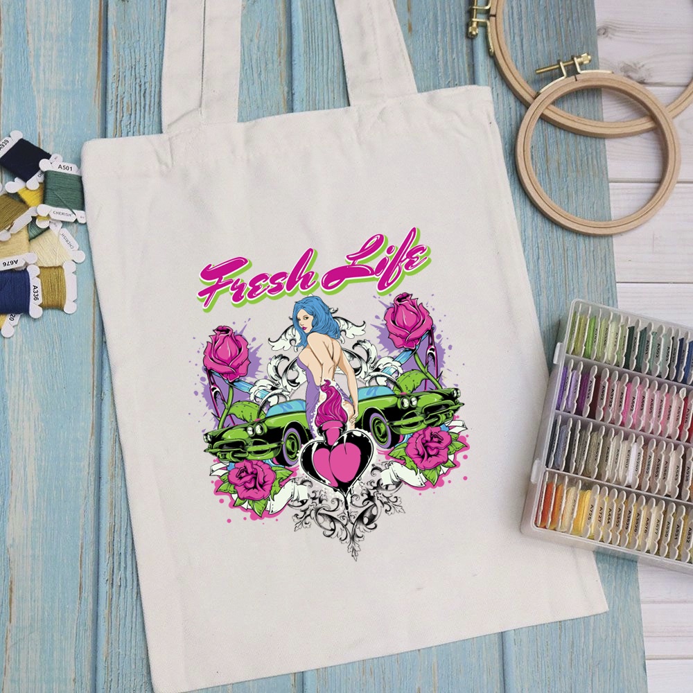 Túi vải túi Tote ART WORK PRO 2 - Mẫu 8 vải canvas dày đẹp cho nữ có khóa miệng đi học đi chơi. In hình theo yêu cầu