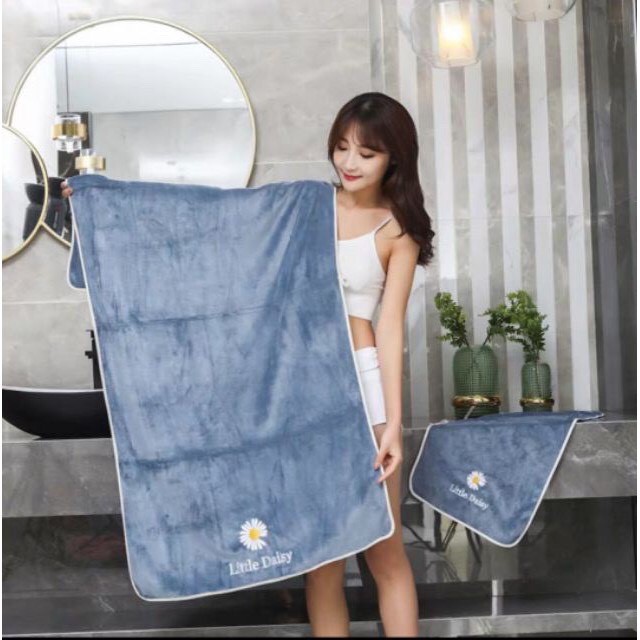 Set khăn tắm thêu hoa cúc( 2 khăn to, nhỏ)