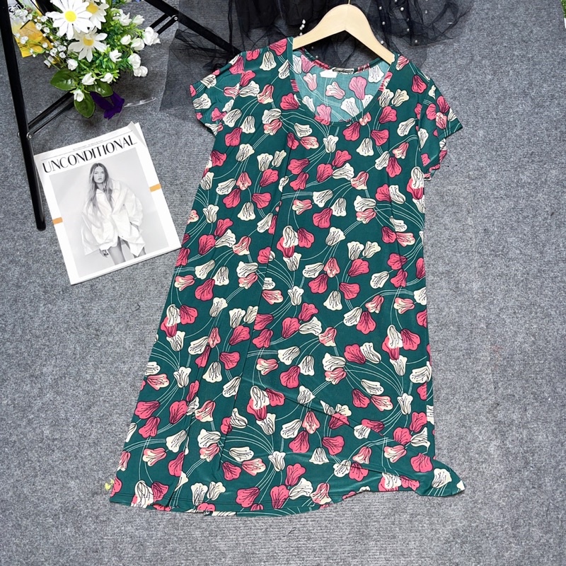 [75kg]Đầm ngủ thun lạnh dây bản và có tay