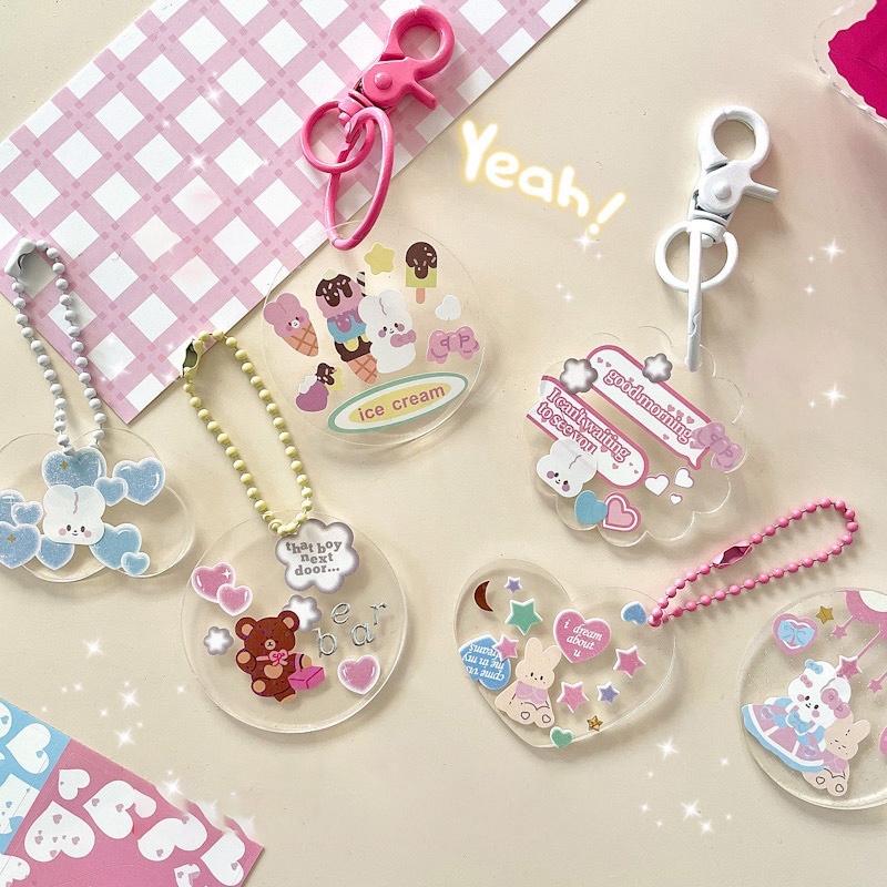 Móc Khóa Acrylic Trong Suốt Họa Tiết Dễ Thương DIY