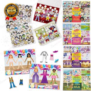 Reusable Sticker Pads Set Princess Castle Dress-Up Sea World Stickers Kids Educatio
