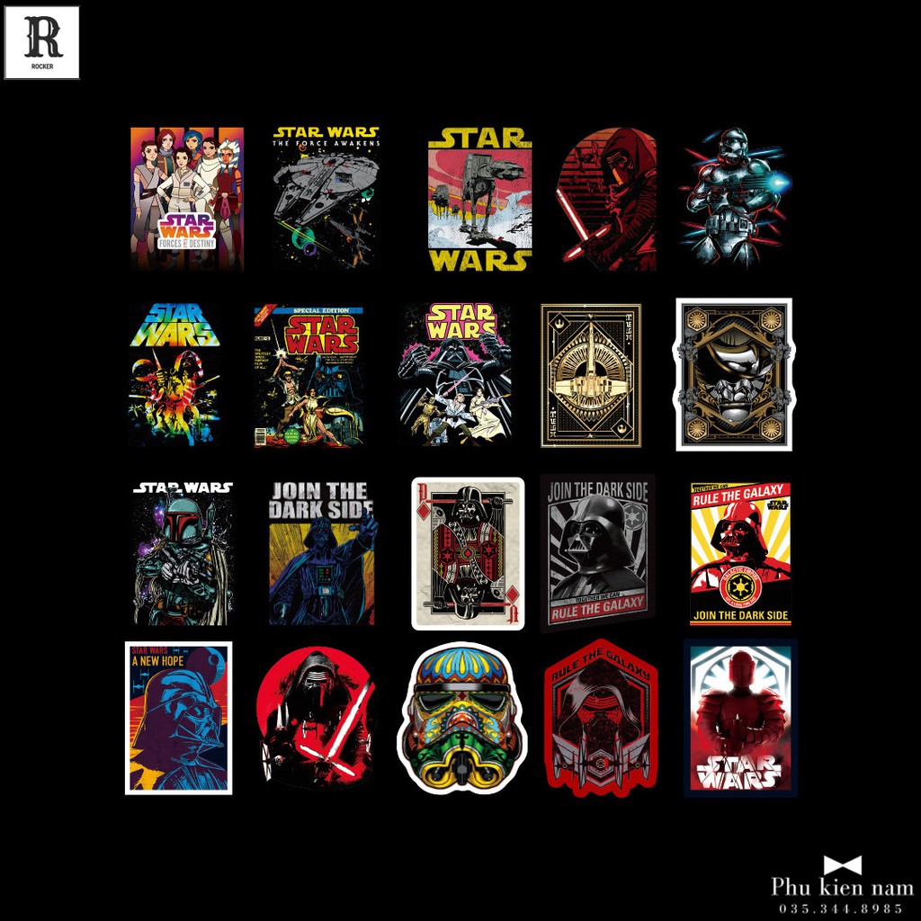 Sticker PVC Hoạt Hình Star Wars Cả bộ 100 hình ST089