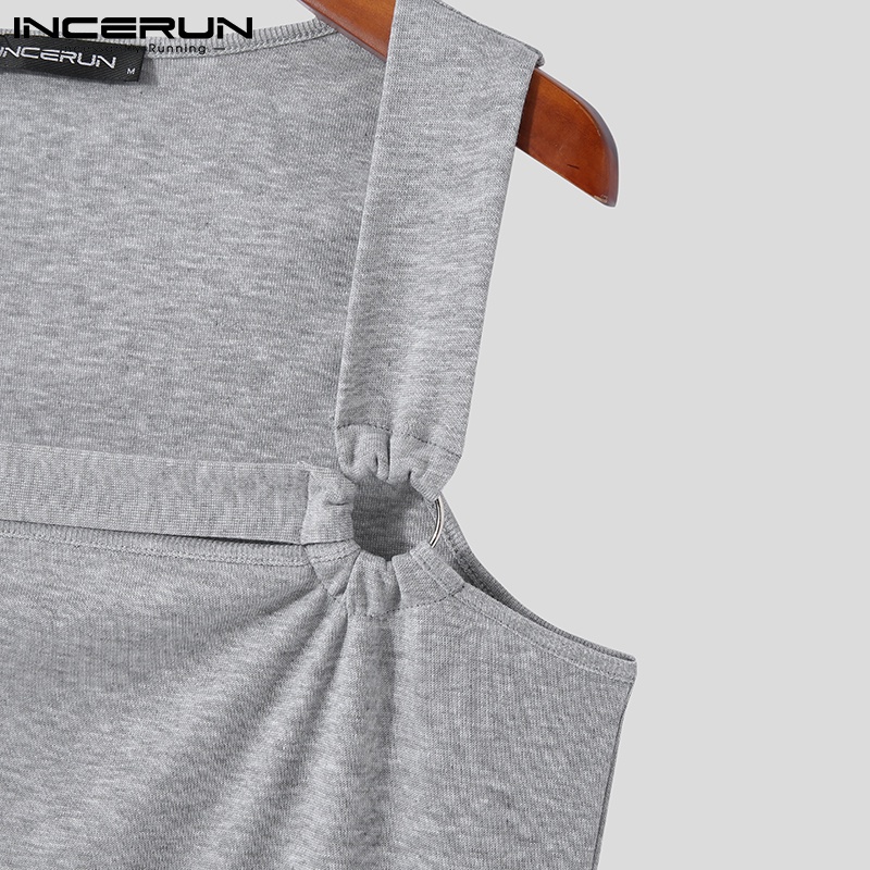 Áo sát nách INCERUN không tay dáng ôm màu trơn thời trang mùa hè cho nam