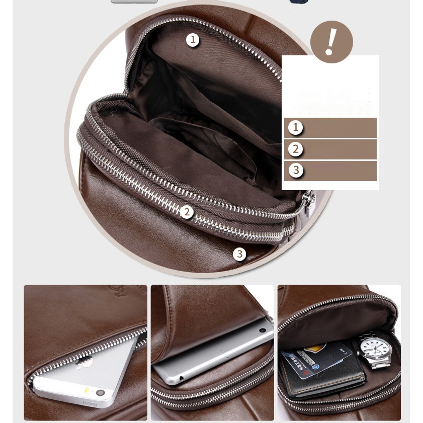 Túi đeo chéo nam da Pu chống nước, túi chéo nam nhiều ngăn tiện dụng, túi đeo chéo mini Hàn Quốc, túi nam TC75 | BigBuy360 - bigbuy360.vn