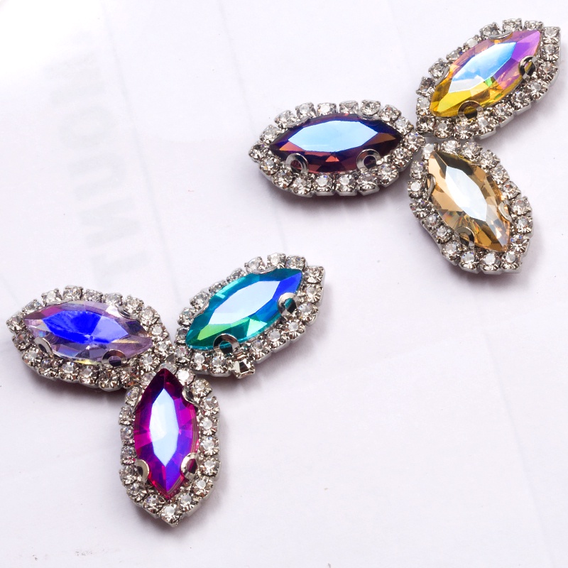 Hạt Pha Lê Nhiều Màu Kích Thước 7x15mm Dùng Trang Trí Túi Xách / Quần Áo DIY