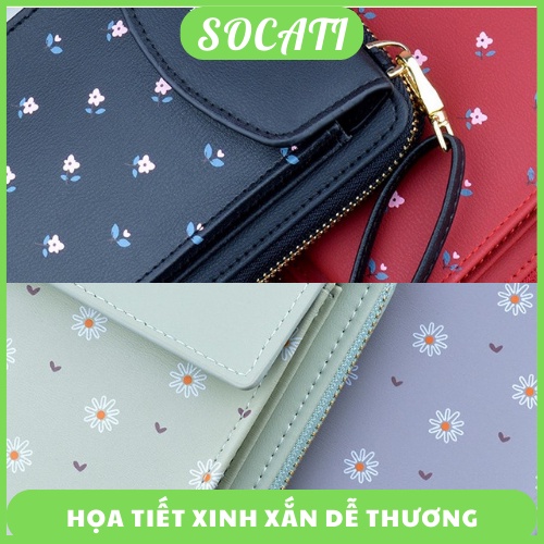 Túi đựng điện thoại, túi đeo chéo mini dành cho nữ đựng phụ kiện bằng da PU SOCATI 02 03