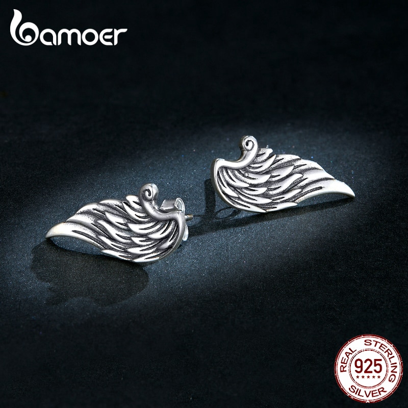 Bông Tai Bamoer BSE343 Chất Liệu Bạc 925 Hình Cánh Thiên Thần Cho Nữ