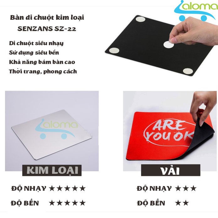 Bàn di chuột kim loại 3 lớp 22x18cm cho game thủ SENZANS SZ-18