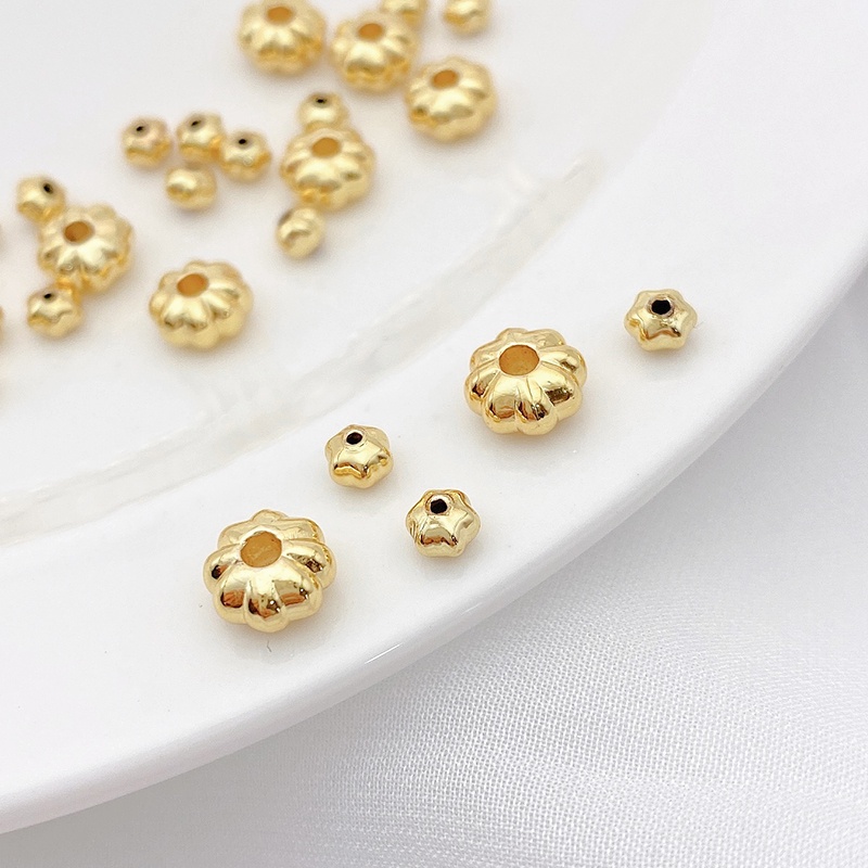 Set 10 Hạt Xỏ Lỗ Bằng Đồng Mạ Vàng 18K Dùng Để Làm Đồ Trang Sức diy