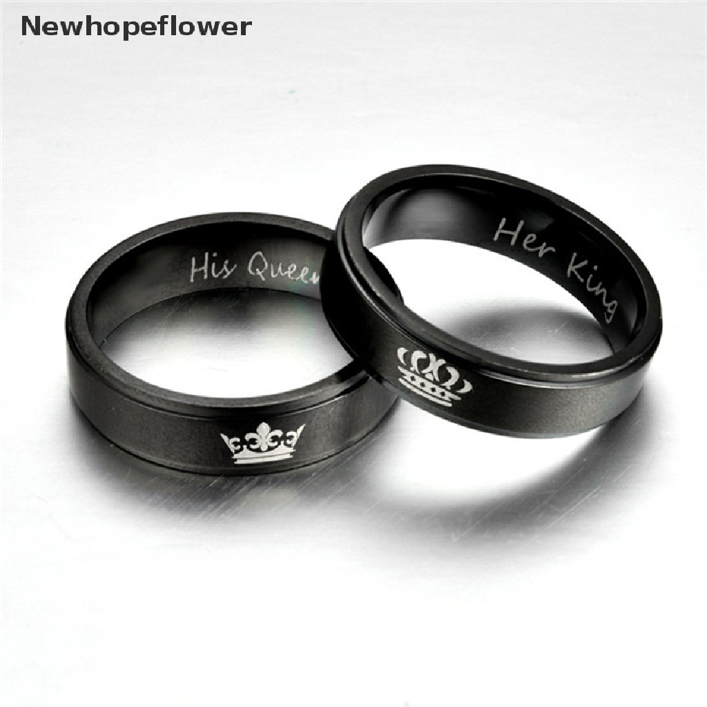 Nhẫn Đôi Khắc Chữ His QUEEN HER KING