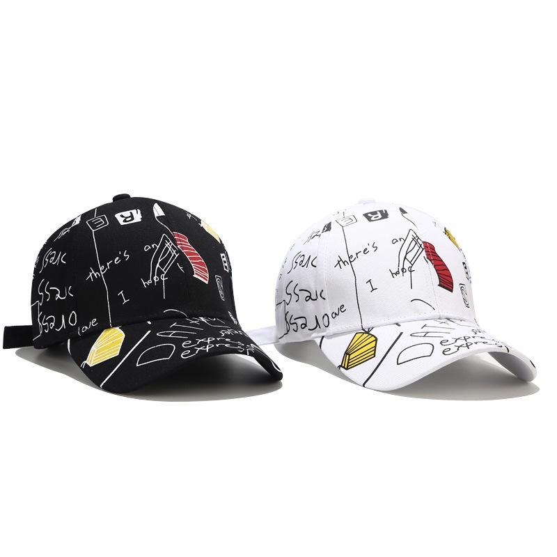 Mũ lưỡi trai LINJW họa tiết Graffiti phong cách Hàn Quốc 2021 cho cả nam và nữ