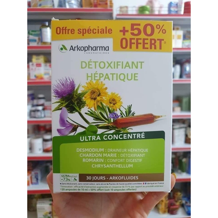 Detox Thải độc gan Arkopharma DETOXIFIANT HEPATIQUE 20 30 ống của Pháp