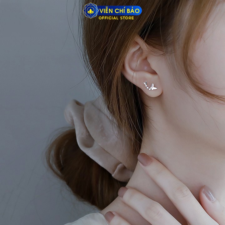 Bông tai bạc nữ cánh bướm đính đá chất liệu bạc 925 thời trang phụ kiện trang sức nữ Viễn Chí Bảo B400753