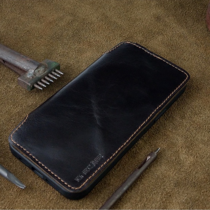 Bao Da Iphone 13 pro max / 14 pro max Luxury Handmade Da Bò Thật may thủ công