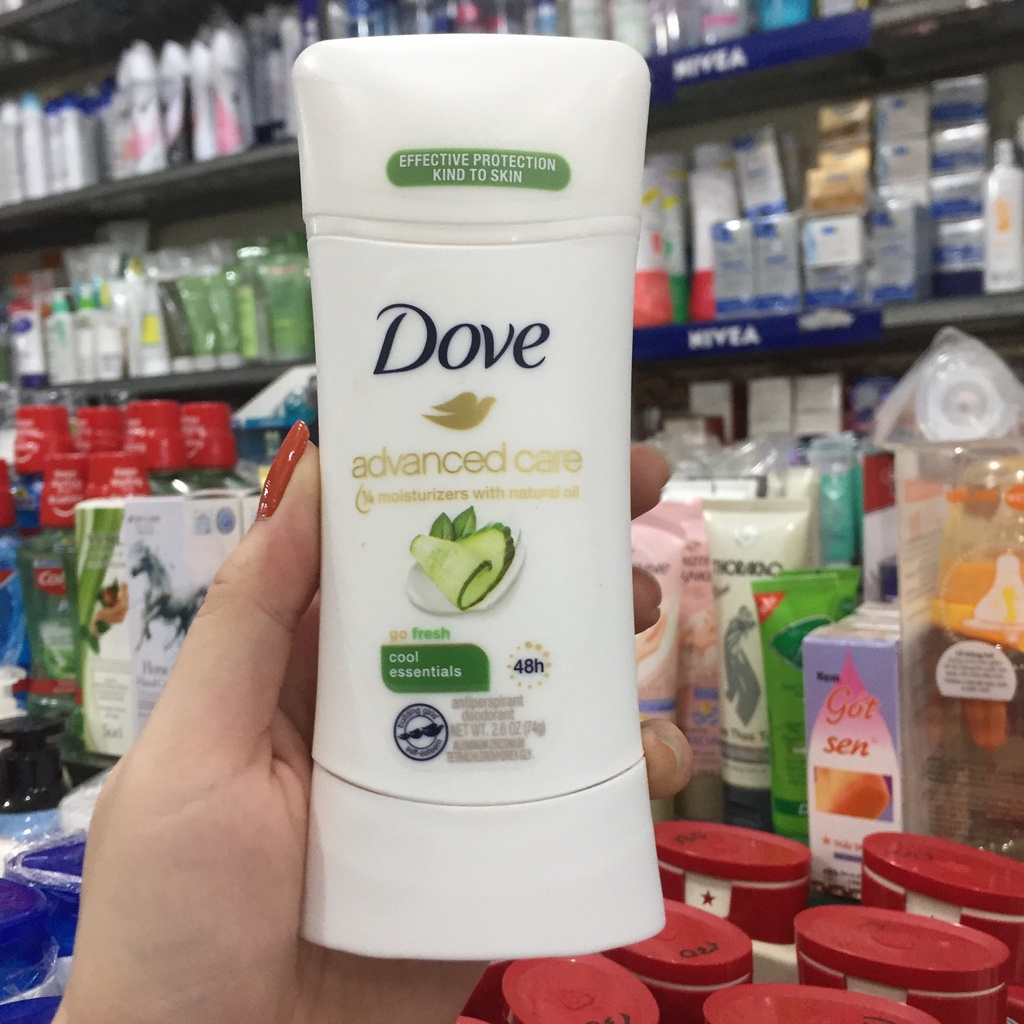 Lăn sáp khử mùi nữ Dove dưa leo Dove Advanced Care Cool Essentials 74g - Mỹ