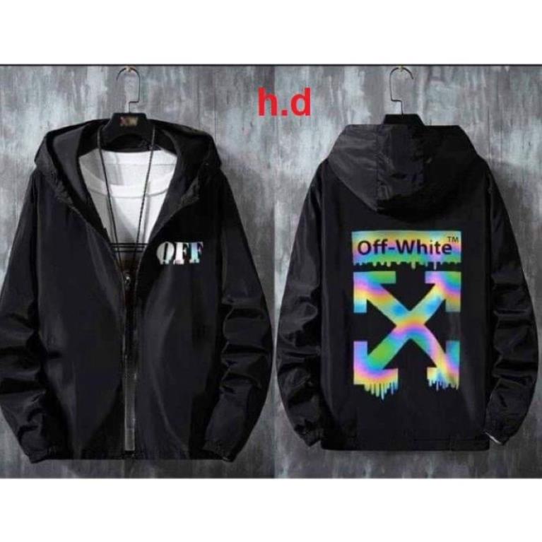 Áo gió dù đen Phản quang 7 màu X OFF WHITE in lunge