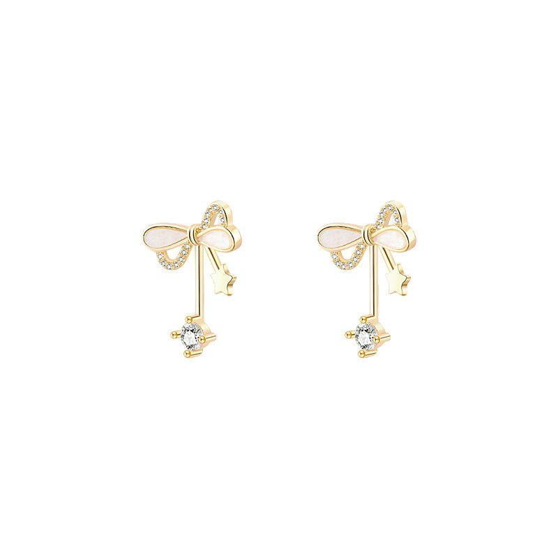 Hoa tại bạc S925 - Bông tai nơ đính đá nhẹ nhàng, nữ tính ZaZa.accessories KT8048