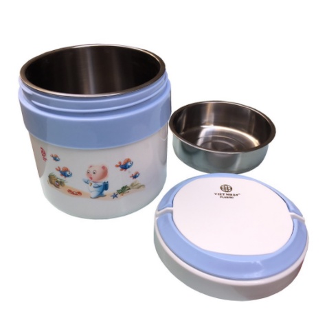 Hộp cơm giữ nhiệt 2 ngăn ruột inox nhựa Việt Nhật No 4032-4035