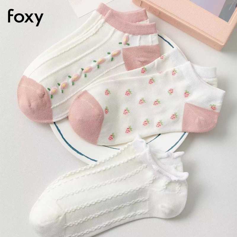 Tất Nữ Cổ Thấp Màu Hồng Hoa Quả Ngọt Ngào Foxy - FOS006