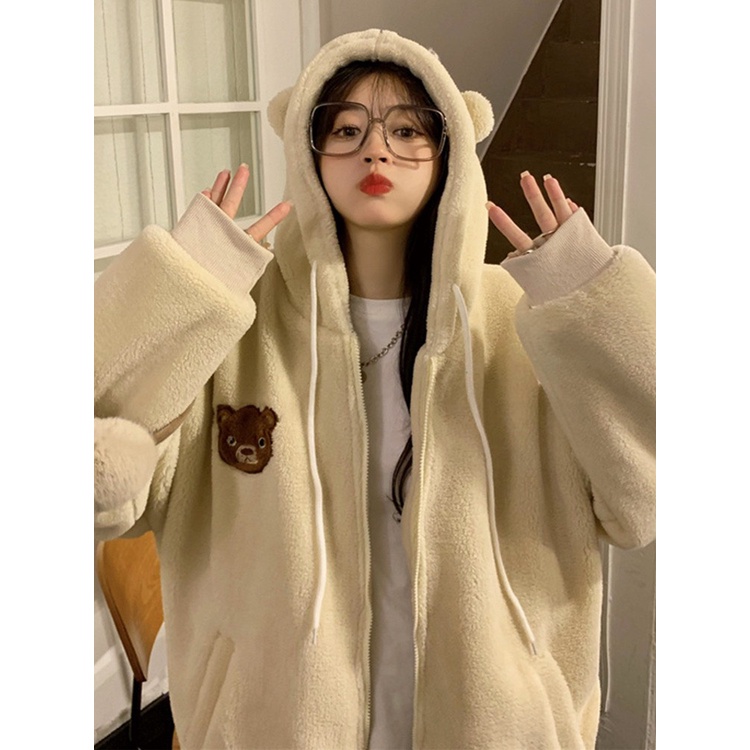 Áo gấu bông so cute - Nana's House - Áo thêu gấu có tai dày dặn ấm áp - Freeship
