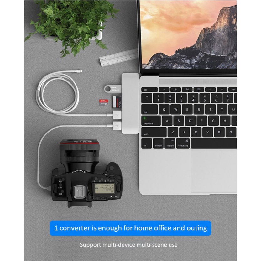 7in1 USB C HUB 3.0 Type-C Adapter Sạc & Đầu Đọc Cho Macbook Pro MAC PC Máy Tính Xách Tay