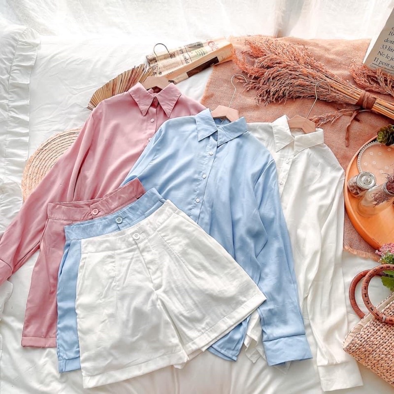 Set áo sơmi + quần short Hàn Quốc