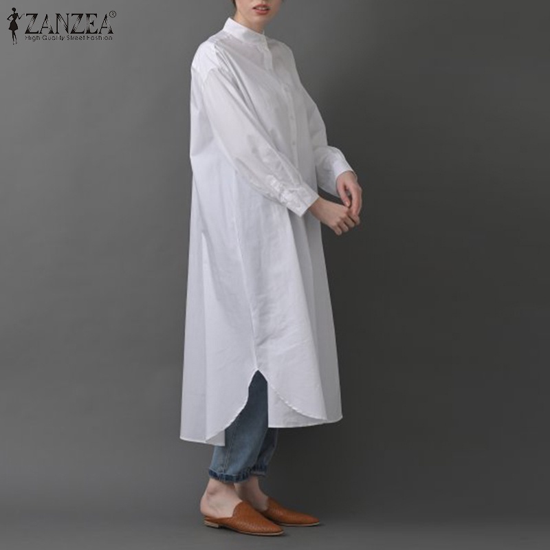 Đầm maxi ZANZEA dài tay cổ đứng gài nút thời trang cho nữ