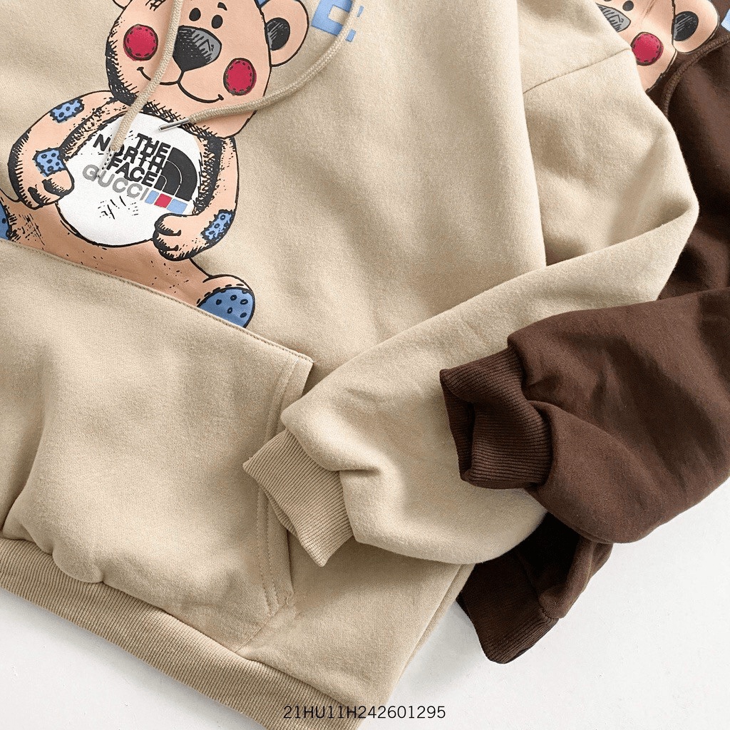 Áo Hoodies Nữ Chui Đầu Nón 2 Lớp Hình In Gấu Đẹp Form Rộng Mặc Thoải Mái [NEW UNISEX]