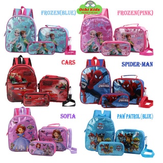 Set 3 món balo, hộp đựng bút, túi học thêm cho bé cấp 1, cặp sách tiểu học kèm bóp viết bé trai gái