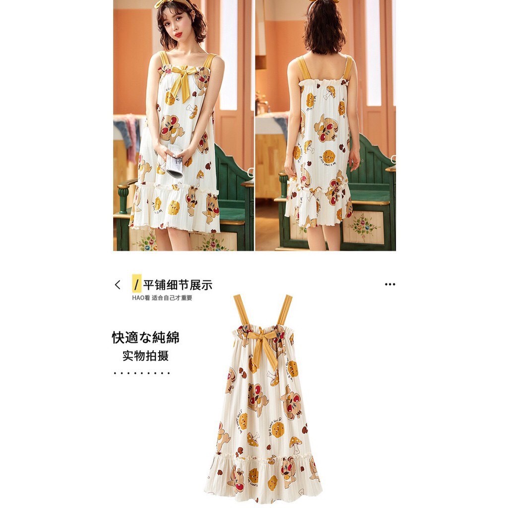 [Mã WASTUP giảm 10% tối đa 30K đơn 99K] Váy ngủ nữ,váy 2 dây nữ mùa hè chất cotton mềm mát | BigBuy360 - bigbuy360.vn