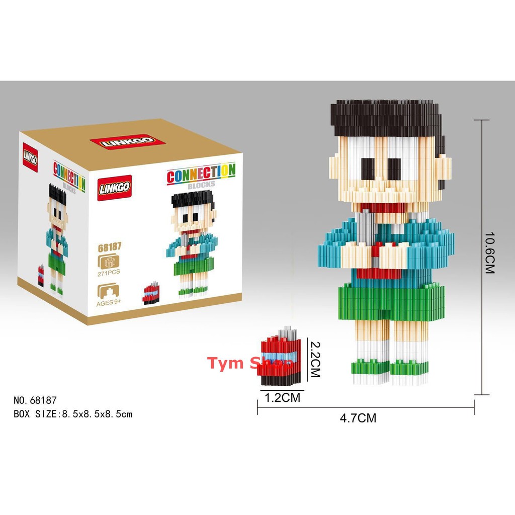 Xếp hình lego nanoblock doremon nobita seko suka chaien doremi  hãng linkgou lắp ráp nano block cho bé