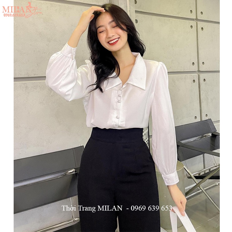 Quần ống rộng lưng cao khóa sườn hông đi học làm công sở màu Đen dáng quần tây nữ lưng cao ống suông rộng dài vải dày