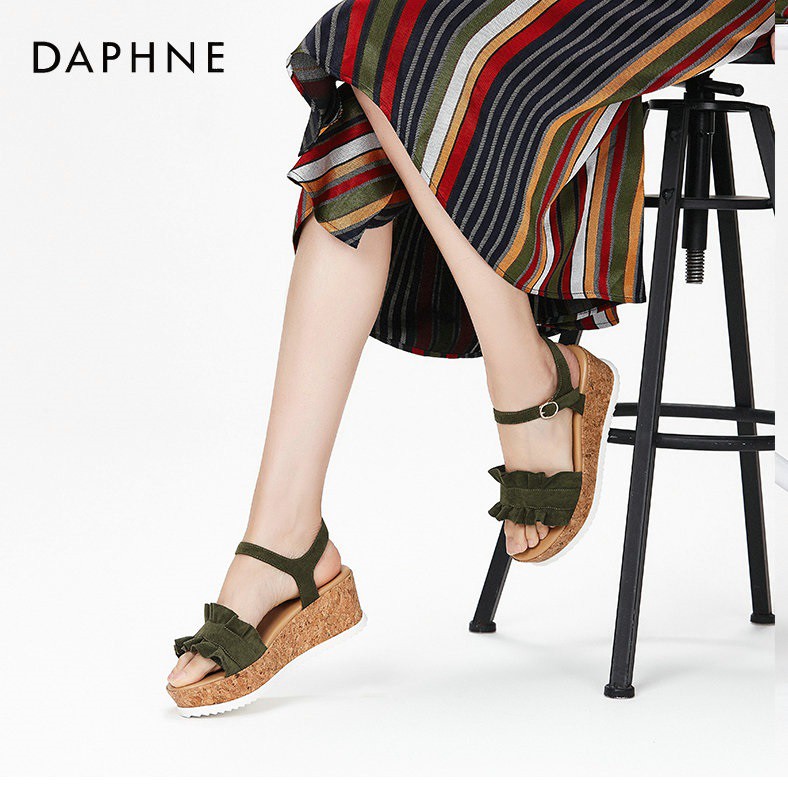 Sandal đế xuồng DAPHNE quai ngang viền bèo xinh xắn, cao 6cm (có sẵn)