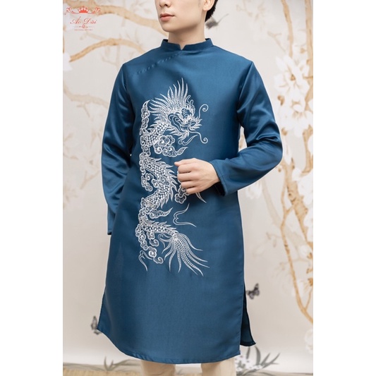 Áo Dài Nam Thêu Rồng ba màu xanh đỏ vàng áo dài thiết kế dành cho nam thêu rồng nam tính