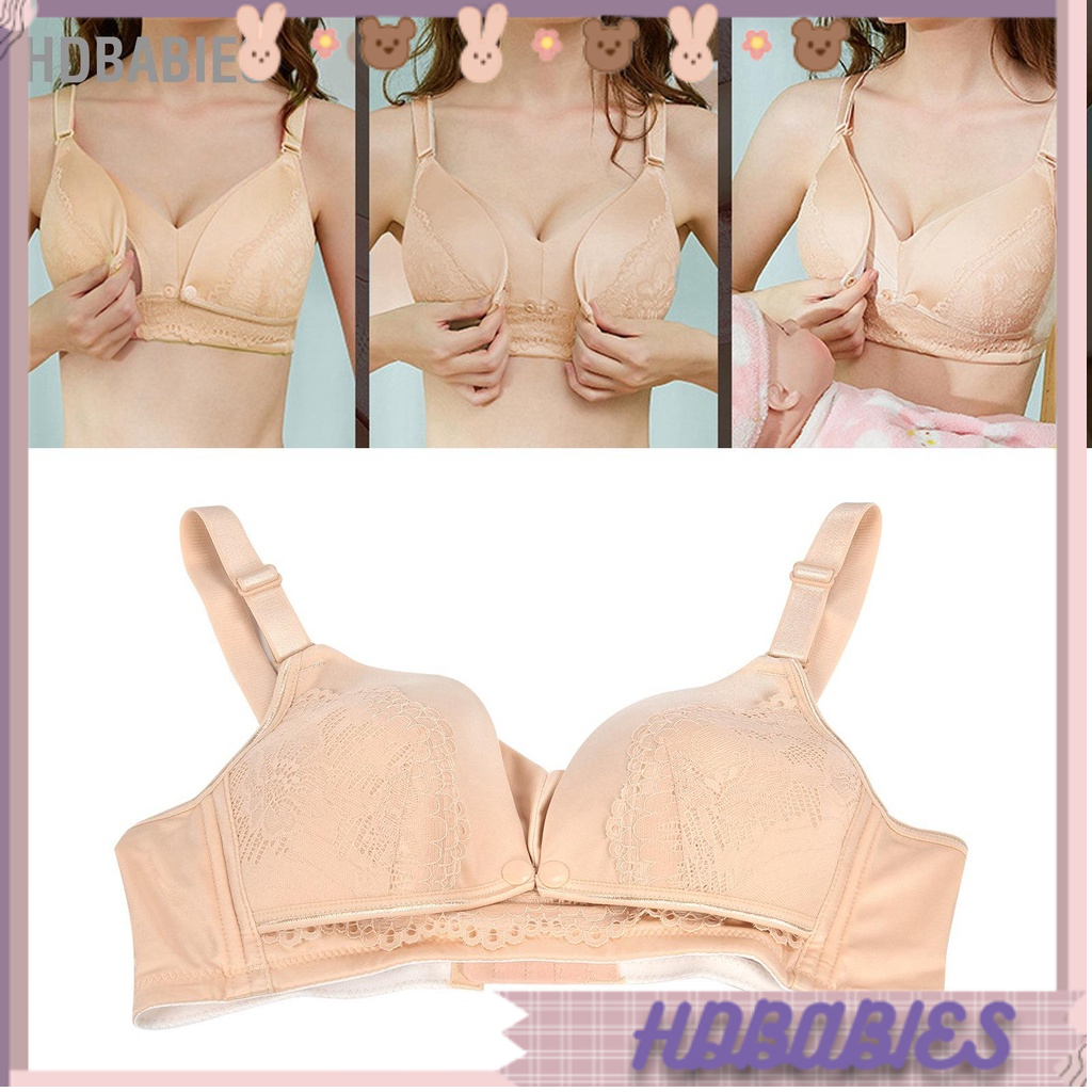 HDbabies Áo Ngực Cho Phụ Nữ Con Bú Khóa Trước Mỏng Mềm Mại Thoải Mái Không Đường May Bralette Dành Bà Bầu