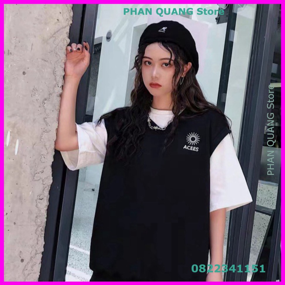 👗 Mới - ÁO GILE ACEES UNISEX MIX ÁO THUN TAY LỠ CROPTOP / ÁO SƠ MI TRẮNG DÀI TAY HOT PQ-Shop